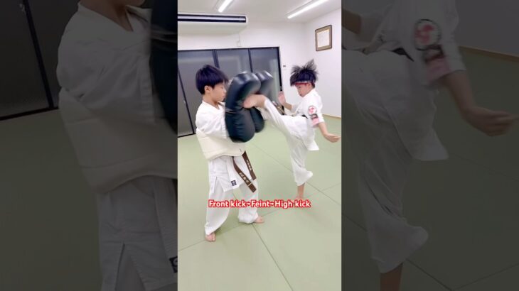 前蹴り→フェイント→上段回し蹴り #大谷道場 #空手 #fullcontactkarate #kyokushin #karate #frontkick #roundhousekick #shorts