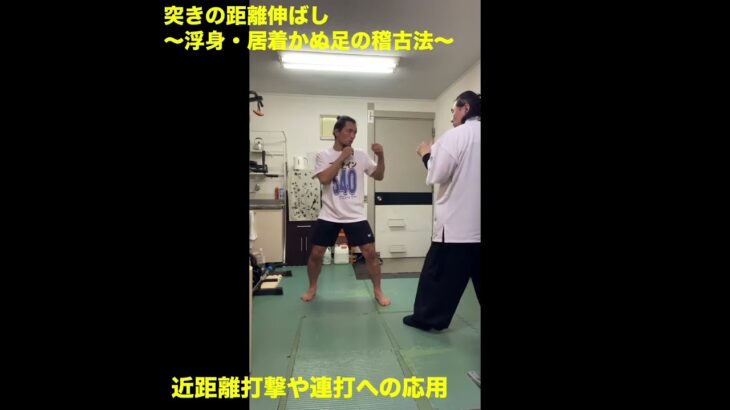 武道空手MMA応用／床を蹴らない・反作用を使わない／浮身と膝抜き・居着かぬ足／突きの距離伸ばし